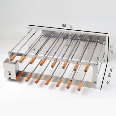 Imagem de Churrasqueira Rotativa Inox Dupla 15 Espetos a Carvão Bivolt Largura Regulável Churrasc...