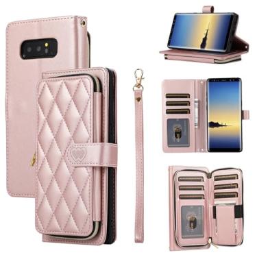 Imagem de Furiet Capa carteira para Samsung Galaxy Note 8 com alça de pulso destacável, 9+ compartimentos para cartões, bolsa com zíper, capa de celular de corpo inteiro de couro PU de luxo para Note8 Not S8