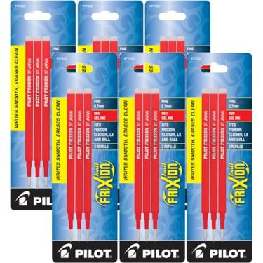 Imagem de Refil de tinta de gel Pilot para caneta de tinta de gel apagável FriXion, ponta fina, tinta vermelha, 18 refis no total
