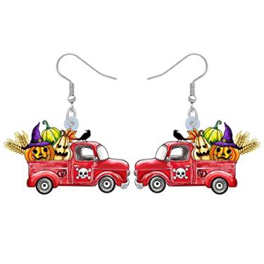 Imagem de DALANE Brincos de acrílico para o Dia das Bruxas Abóbora Carro Caminhão Pingente Pingente Crânio Joia Novidade Presentes para Mulheres Meninas, Medium, Acrílico, Sem pedra preciosa