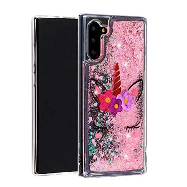 Imagem de GYHOYA Capa para Samsung Galaxy Note 10, Galaxy Note 10, capa fofa rosa com glitter líquido brilhante de luxo para meninas e mulheres capa protetora de TPU macio transparente para Samsung Galaxy Note
