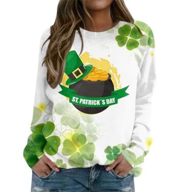 Imagem de Camiseta feminina com estampa de trevo do Dia de São Patrício verde St Patricks Top Lucky Irish Blessed, 2 anos, XXG