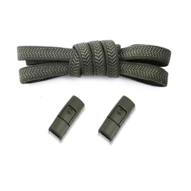 Imagem de No Tie Shoelaces Elastic Men And Women Casual Shoes Lazy Shoe Laces Colorful Press Metal Lock Flats Shoelace Accessories (Color : Army green)