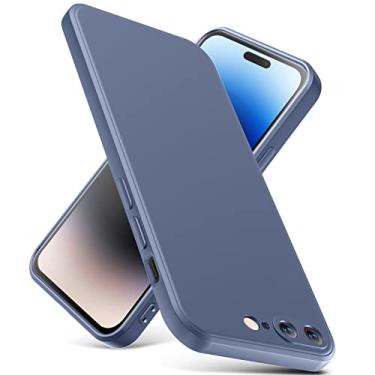 Imagem de YSLBWLE Capa para iPhone 8 Plus, iPhone 7 Plus, capa fina de silicone líquido, à prova de choque, capa de telefone fina para iPhone 8 Plus/7 Plus capa protetora de câmera de corpo inteiro - cinza