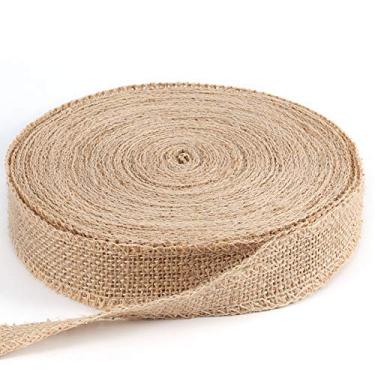 Imagem de ZEONHEI 54 Yard 2 Inch Burlap Ribbon, Natural Color Jute Fabric Crafts Ribbon, Pretty Ribbon for Arts, Crafts, Christmas Tree, Wedding Parties, Home Decor and DIY Projects
