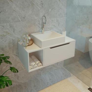 Imagem de Balcão Para Banheiro Com 1 Porta Sem Cuba Bn3644 Branco Tecno