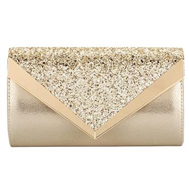 Imagem de Bolsa de mão feminina para festa de casamento, clutch para noite e formatura, Rose Gold R, One Size