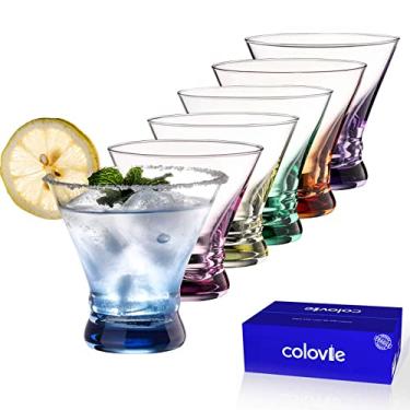 Imagem de Colovie Conjunto de 6 copos de Martini (227 g), copos de coquetel, copo de martini de espresso, copos de margarita sem haste, copos cosmopolitanos de cor curta, copos de bar elegante para casa, congelador e máquina de lavar louça