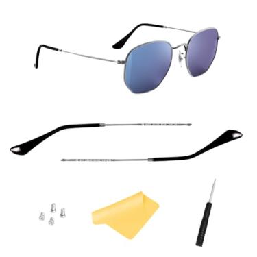 Imagem de Braço de substituição da têmpora, pontas para óculos de sol Ray ban RB3447 RB3547N RB3548N RB3647N, com 4 parafusos, 1 chave de fenda (unmetal)