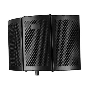 Imagem de Escudo de isolamento profissional para microfone de gravação - Suporte de mesa incluído - Espuma acústica para estúdio doméstico - Equipamento essencial do podcaster