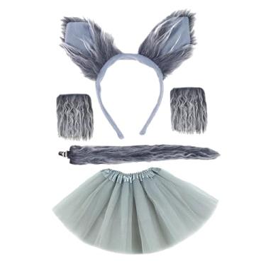 Imagem de kowaku Conjunto de fantasia de lobo, fantasia de halloween para crianças, festa, festival, vestido extravagante, suprimentos para festa, acessórios de, com saia