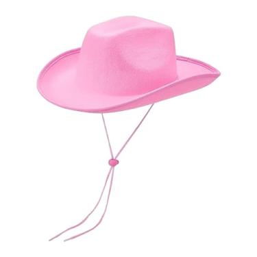 Imagem de rockible Chapéu de cowboy ocidental, chapéu de vaqueira, casual, aba larga, chapéu leve, proteção solar, para fontes de festa, adereços fotográficos, ROSA