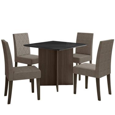 Imagem de Kit Mesa de Jantar Helo Com Vidro 90x90 com 4 Cadeiras Jade