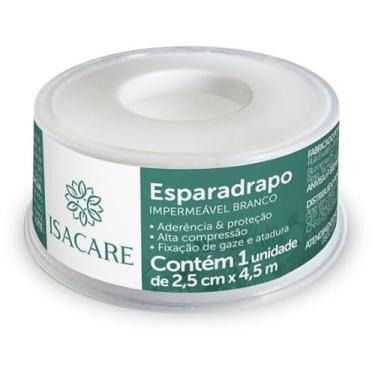 Imagem de Isacare Esparadrapo Impermeável Branco 2,5cm x 4,5m | Tecido 100% Algodão, Alta Fixação e Flexibilidade | Ideal para Curativos e Primeiros Socorros