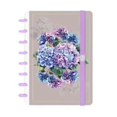 Imagem de Caderno de Disco ISCOOL Pequeno Floriografia Hortênsias Bege