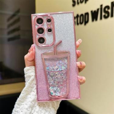 Imagem de Capa gradiente glitter 3D Cup areia movediça para Samsung S24 Ultra S23 S22 Ultra Bling Case para Galaxy S24 TPU macio capa de luxo fina, rosa SF, para Samsung S22Ultra