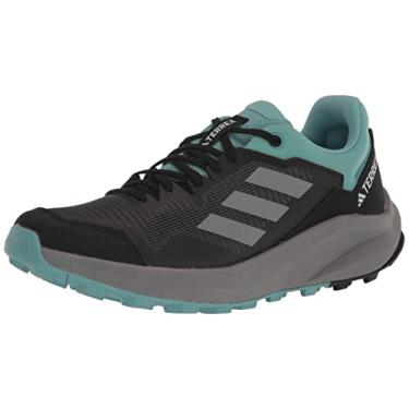 Imagem de adidas Tênis de corrida feminino Terrex Trailrider Trail – Tênis de caminhada, Preto/cinza/cinza., 34