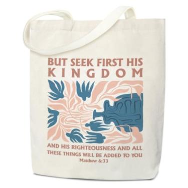 Imagem de Sacola feminina de lona cristã - Bolsa estética com versículo da Bíblia - Presentes inspiradores religiosos - Bolsa de ombro reutilizável para compras de livros na mercearia e praia /A56