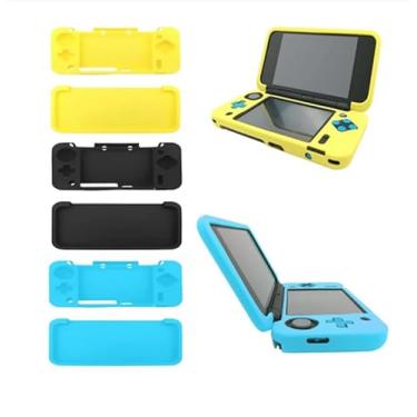 Imagem de Capa protetora de silicone de borracha macia para console Nintendo New 2DS XL LL Capa protetora de corpo inteiro (preto)