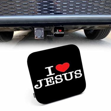 Imagem de Beabes Capa de engate I Love Jesus, citação bíblica de coração, versículo cristão, capa de engate de reboque de borracha, tampa de tubo receptor, serve para receptores de 5 cm para caminhões, SUVs, carros, capa de engate da Bíblia Sagrada