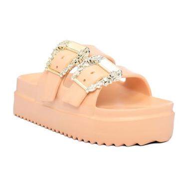 Imagem de Sandália Chinelo Feminino Birken 100% EVA: Leve, Macio e Confortável com Enfeite Metalizado (BEGE, BR, Adulto, Numérico, 36)