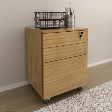 Imagem de Gaveteiro para Escritório com Rodizío 3 Gavetas ME4148 Tecnomobili - Amendoa