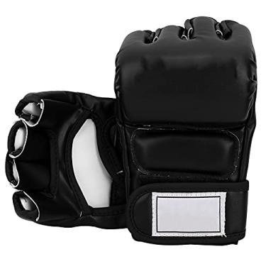 Imagem de Luvas de Boxe de Meio Dedo, Resistentes Ao Desgaste, 1 par, Luvas de Treinamento de Meio Dedo, para Kickboxing, Sanda, Muay Thai, Exercícios de Fitness (Preto)