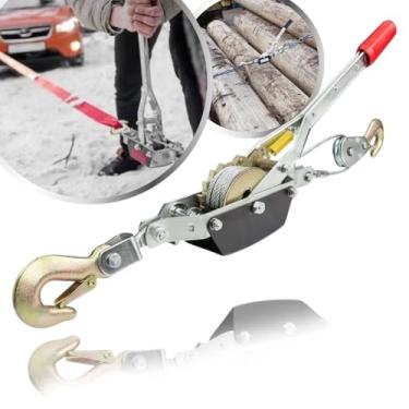 Imagem de Guincho Mecânico Tirfor 4Ton Catraca Manual Tralha pra Carga Espia Tração Levantamento Puxar Esticar Arrastar Tifor 4000Kg