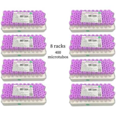 Imagem de  Microtubo Com Edta K2 400 Tubos 0,5ml Tubo Edta Para Coleta 8 Racks -