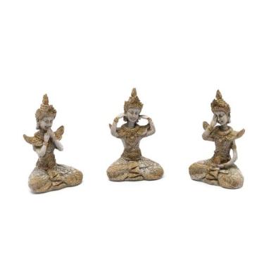 Imagem de Trio de Budas sábios surdo, cego e mudo 14 cm em resina - Loja Bora, D