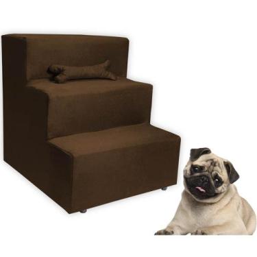 Imagem de Escada Pet para Cachorro, Gato 3 Degraus Várias Cores Veludo Com Almof