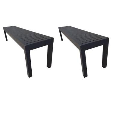 Imagem de Kit 2 Bancos Ripados em Alumínio 1.50M Preto - FRANFER, PRETO