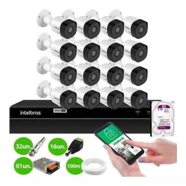 Imagem de Kit 16 Câmeras Vhd 1120 B Infra 20m Ip67 Dvr 16 Canais 2tb - Intelbras