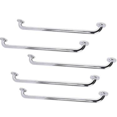 Imagem de Barra Alça Apoio 60cm Inox Kit 5 Uni Segurança Acessibilidade Idoso Ca