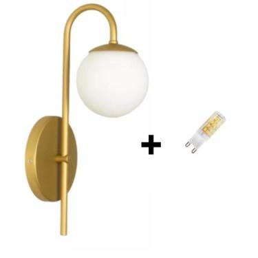 Imagem de Arandela Jabuticaba Globo Cabeceira Dourada + Lâmpada Led