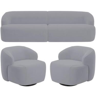 Imagem de Sofá 4 Lugares Curvo Orgânico com 02 Poltronas Para Sala Living 280cm 