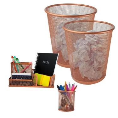 Imagem de Kit Escritório Lixeiras, Porta Caneta e Kit Organizador 3 partes - Mar