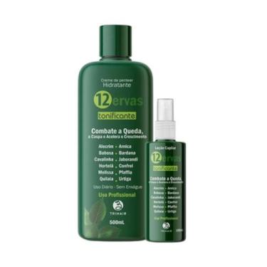 Imagem de Kit Creme Hidratante 500ml +Loção 180ml Tonificante 12 Ervas - Trihair