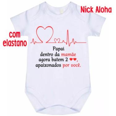 Imagem de body bebê dentro da mamãe agora batem 2 corações cód 2685 - nick aloha