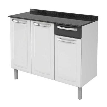 Imagem de Balcão Rose 3 Portas 1 Gaveta IG3G1-105 - Itatiaia,  Branco Preto