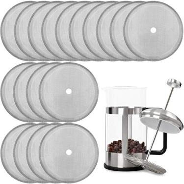 Imagem de Boao 18 pacotes de filtros de prensa francesa de substituição para cafeteira, filtros de prensa francesa, aço inoxidável de 10 cm, reutilizáveis, para 8 xícaras/cafeteiras de 1000 ml