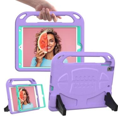 Imagem de YWYNI Capas infantis para iPad 10,2 polegadas 9ª/8ª/7ª geração, iPad Pro 10,5 polegadas e iPad Air 3, capa infantil com alça à prova de choque de EVA para iPad de 10,2 polegadas e 10,5 polegadas (roxo