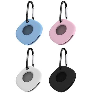 Imagem de A-Focus Pacote com 4 capas para Galaxy SmartTag/SmartTag+ Plus com chaveiro, borracha de silicone flexível, antiarranhões, à prova de choque, conjunto de capas para rastreador de etiquetas