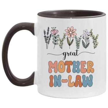 Imagem de Ótimo presente para sogra - caneca floral - presente para nova sogra - anúncio do bebê - anúncio de gravidez sogra - presente de dia das mães - presente de aniversário - caneca com detalhes pretos 325