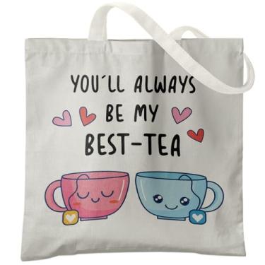 Imagem de Veqzc Bolsa de lona Funny Friend Bestie, You'll Always Be My Best, bolsa de ombro de lona para amigos de longa distância, presentes de aniversário, Branco, One Size