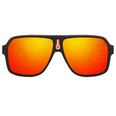Imagem de DUBERY Óculos de sol aviador grandes masculinos clássicos grandes lentes polarizadas D103, A-scrub preto/vermelho, 146mm