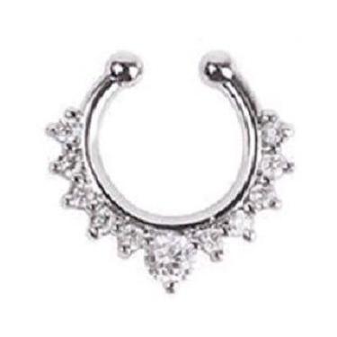 Imagem de Piercing Septo Indiano Falso Fake Strass Nariz Prata Ou Ouro - De Cast