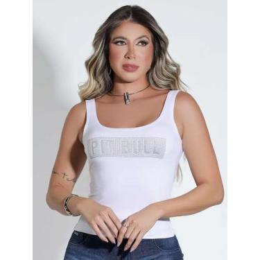 Imagem de REGATA FEMININA ESTAMPA RELEVO GLITTER Pit Bull Jeans 83272, Branco, P