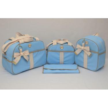 Imagem de Kit Bolsa Maternidade Laço 4 Peças Luxo Menino - Isadora baby