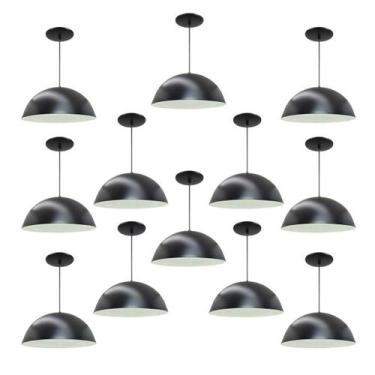 Imagem de Kit 12 Luminária Pendente Meia Lua 40cm Interior Branco Brilho Fiação 